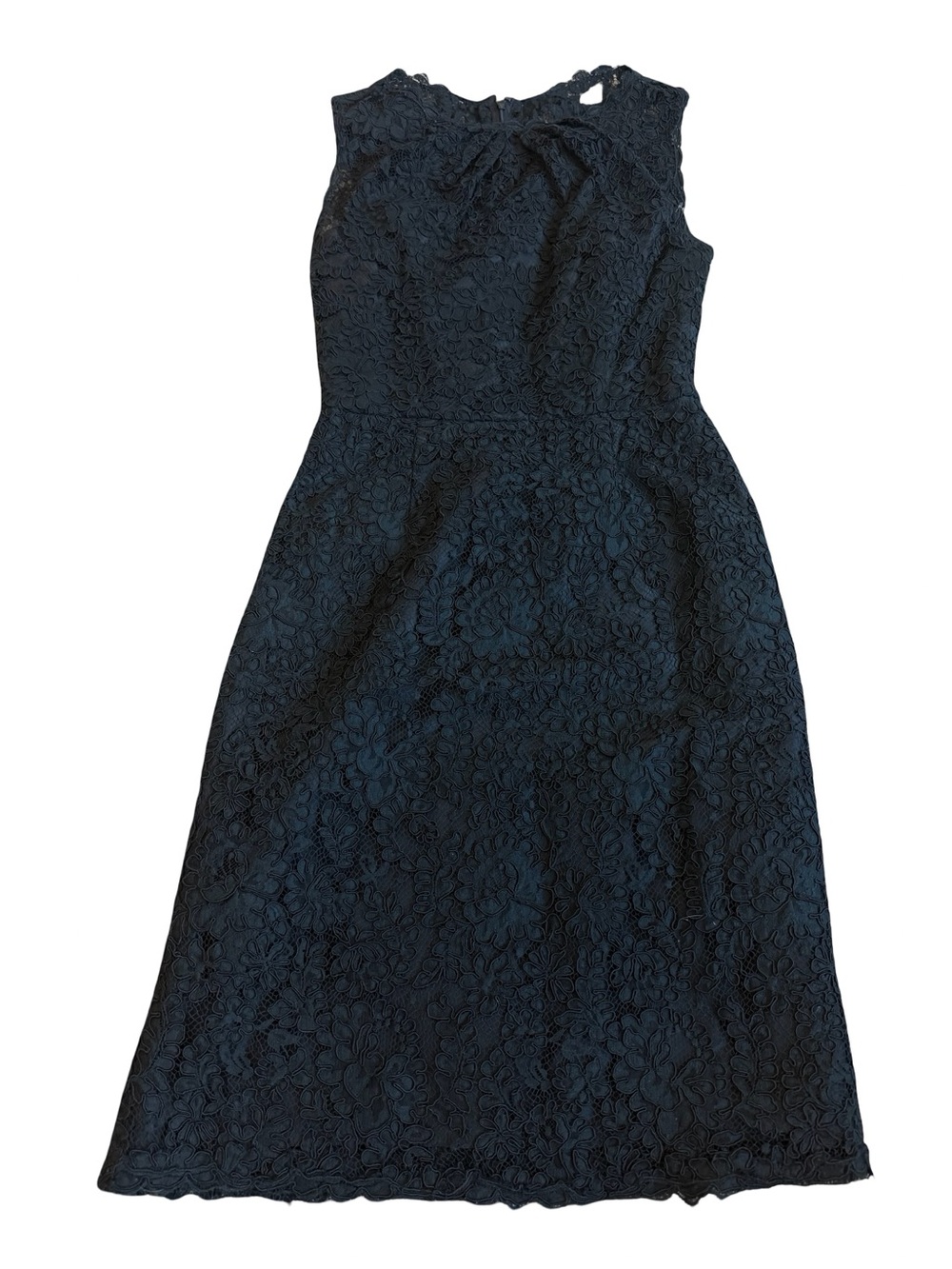 Monique Lhuillier Black Floral Lace Sleeveless Knee Length Dress Size 0 Women's